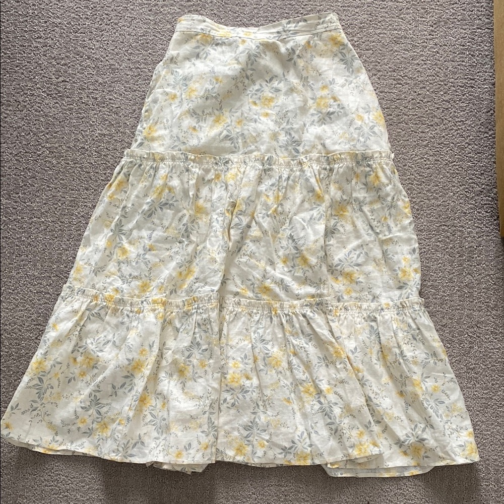 Cream Tiered Maxi Skirt for Casual Resort Wear